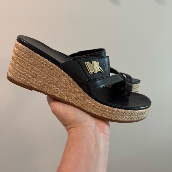 Michael Michael Kors Sidney Espadrille Wedge Slide Sandal in Black 7.5 - Picture 2 of 10